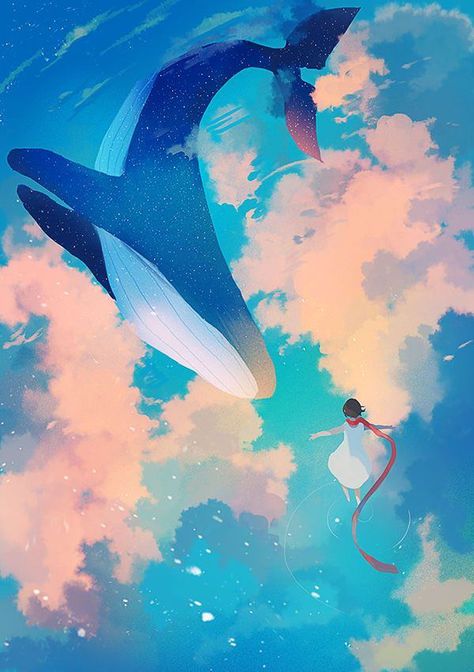 W A T E R - Album on Imgur Whale Art, A Whale, Arte Fantasy, 판타지 아트, Fantasy Landscape, Anime Scenery, Pretty Art, Animation Art, Aesthetic Art