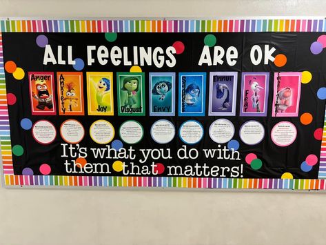 Feeling Bulletin Boards, Discipline Board Ideas, My Emotions And Feelings Bulletin Board, Emotions Board Classroom, Elementary School Bulletin Boards Hallways, Emotional Regulation Bulletin Board, All About Me Board Ideas Display, Visual Boards Ideas, Inside Out Emotions Bulletin Board