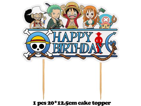 One Piece Party Supplies Include: Long banner x 1, big cake inserted card x 1, coil x 1, cute muffin inserted cards x 24, colorful balloons x 20. High quality PVC cards and latex balloons,Safe to use, non-toxic and odorless. Characterized by various adorable cake inserted cards in anime characters shape, making your cake personalized. Ideal DIY party decorations for kids, families, boyfriends or girlfriends. Easy to assemble,No operate required, just open it and decorate your room. One Piece Cake Topper Printable, One Piece Birthday, Anime Happy Birthday, One Piece Birthdays, Anime Cake, Birthday One, Birthday Cake Topper Printable, Diy Gift Set, Cake Banner Topper