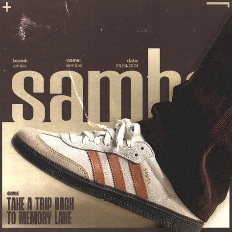 Adidas Sambas Poster Design | 5 of 500 Designed by @vrmaxz Picture by @adidas . #dailyposter #postereveryday #posteraday #posterdesign #typographyposter #typeposter #typedaily #typography #posterart #typegang #postergang #itsnicethat #postereposter #posterlabs #printisntdead #posterjam #posterdesigncommunity #swissposter #poster #typecollect #printedmatter #printdesign #typographicposter #abstractposter #wallposter #poster365 #retro #typosters #helveticaposter #typeswiss Adidas Poster Design, Adidas Poster, Adidas Ad, Retro Style Posters, Adidas Sambas, Adidas Retro, Adidas Classic, Room Stuff, Typographic Poster