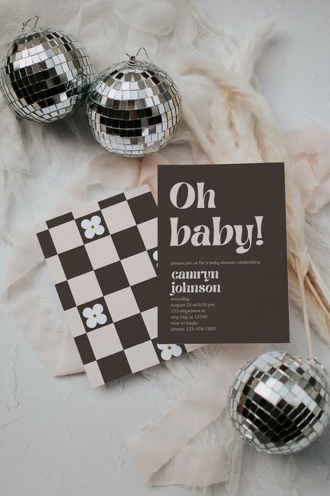 Get groovy with our editable retro baby shower invitation featuring a checker print design! Perfect for trendy baby shower ideas, this invite brings a touch of nostalgia to your groovy-themed celebration for a baby girl. 𝑵𝑶𝑻𝑬: 𝑨𝒍𝒍 𝒕𝒆𝒙𝒕 𝒊𝒔 𝒆𝒅𝒊𝒕𝒂𝒃𝒍𝒆. 𝑮𝒓𝒂𝒑𝒉𝒊𝒄𝒔 𝒂𝒓𝒆 𝒏𝒐𝒕. 🎉 𝑯𝑶𝑾 𝑫𝑶𝑬𝑺 𝑰𝑻 𝑾𝑶𝑹𝑲? 🎉 Add the person's name, location of the event and more -- all on your own! It's easy and you don't have to wait for a designer to get back to you! You can instant Vans Themed Baby Shower, Vans Baby Shower Theme, Retro Baby Shower Theme, Checkered Baby Shower Ideas, Disco Baby Shower Ideas, 2nd Baby Shower Ideas, Aesthetic Baby Shower Ideas, Retro Baby Shower Ideas, Baby Shower Themes Unique