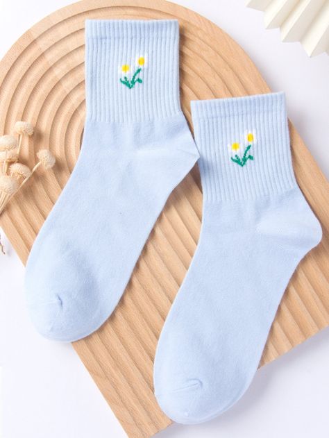 Blue Socks Aesthetic, Socks With Sneakers, Crew Socks Women, Aesthetic Socks, Blue Margarita, Pop Socks, Embroidered Hair Bows, Socks Aesthetic, Hanbok Traditional