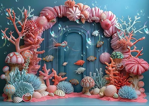 Avezano Summer Undersea Coral Fish Photography Backdrop Fish Party Decor, Under The Sea Christmas Decorations, Under The Sea Photo Backdrop, Under The Sea Photo Booth, Under The Sea Prom, Under The Sea Christmas, Ocean Theme Party Decorations, Fish Photography, Octopus Garden