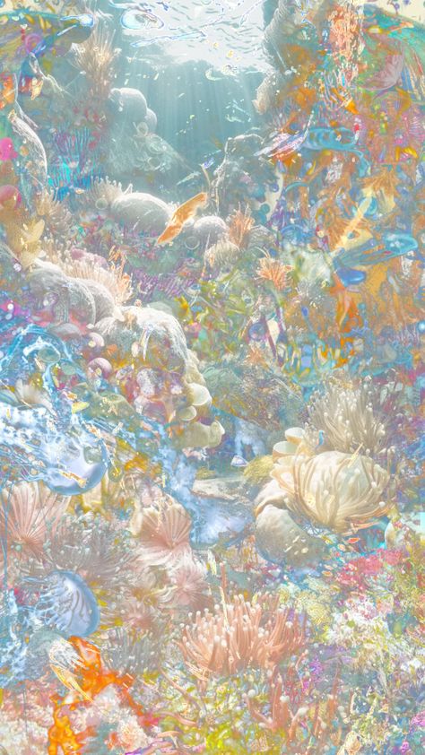 #nature #wallpaper #ocean #pastel #coral #reef #colorful Ocean Pastel, Wallpaper Ocean, Wall Collage Decor, Mermaid Wallpapers, Fairy Wallpaper, Birthday Wallpaper, Christmas Card Art, Trippy Wallpaper, Pretty Backgrounds