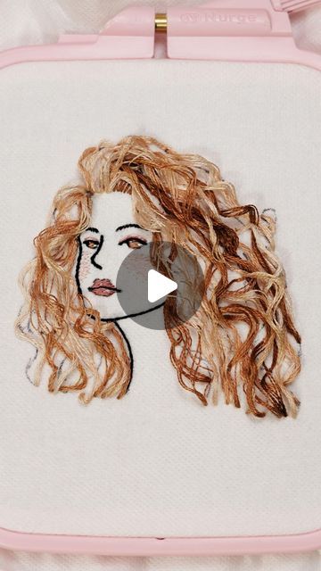 Curly Hair Embroidery Tutorial, Embroidery Hair Tutorial, Hair Embroidery Tutorial, Embroidery People, Hair Embroidery, Embroidery Hair, Knit Beanie Pattern, Portrait Embroidery, Thread Art