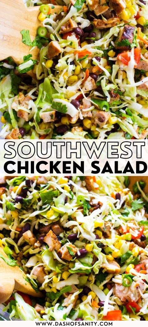 Chopped Southwestern Salad Southwestern Salad, Easy Baked Chicken Breast, Southwest Chicken Salad, Southwest Salad, Smaller Portions, Black Beans Corn, Chicken Chopped Salad, Homemade French Fries, Southwest Chicken