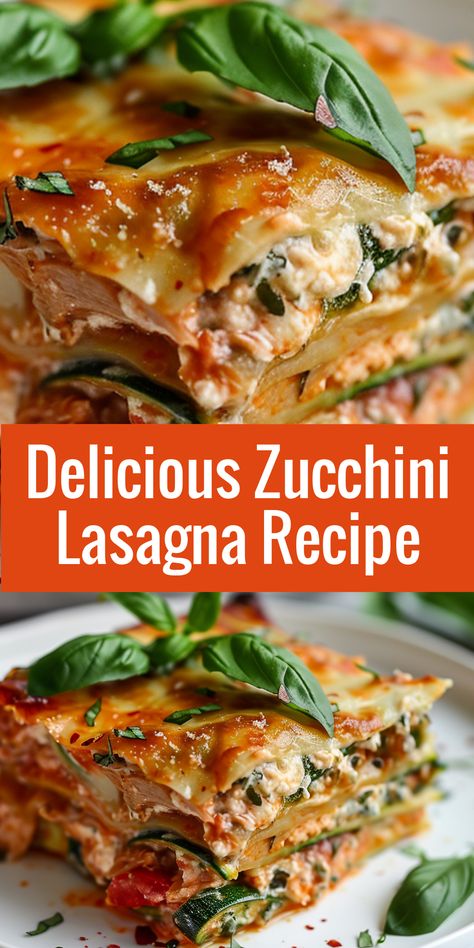 Discover this easy zucchini lasagna recipe! Made with fresh zucchini, beef, and cheese for a tasty low-carb meal. Perfect for family dinners! Lasagna With Zucchini And Meat, Lasagna Recipe With Vegetables, Recipes For Giant Zucchini, Summer Vegetarian Recipes Dinner Easy, Zucchini Noodle Lasagna Recipes, Sheet Pan Zucchini Lasagna, Chicken Zucchini Lasagna Recipe, Zucchini No Noodle Lasagna, Zuccinni Recipe Lasagna