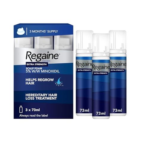 Regaine for Men Extra Strength Scalp Foam 5 Percent w/w Cutaneous Foam Minoxidil , 3 Month's Supply Easy to Ese Foam, 73 ml (Pack of 3) Hair Re Growth, Mens Hair Regrowth, Scalp Hair Growth, Hair Growth Secrets, Hair Growth Cycle, Regrow Hair, Hair Shedding, New Hair Growth, Men Hair