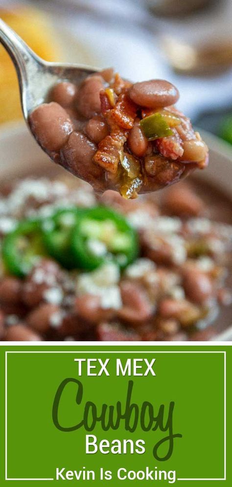 Baked Beans With Jalapeno, Cowboy Beans Stovetop, Jalapeño Beans, Jalapeno Beans, Apocalypse Recipes, Slow Cooker Cowboy Beans, Mexican Pinto Beans, Cowboy Baked Beans, Cowboy Cooking