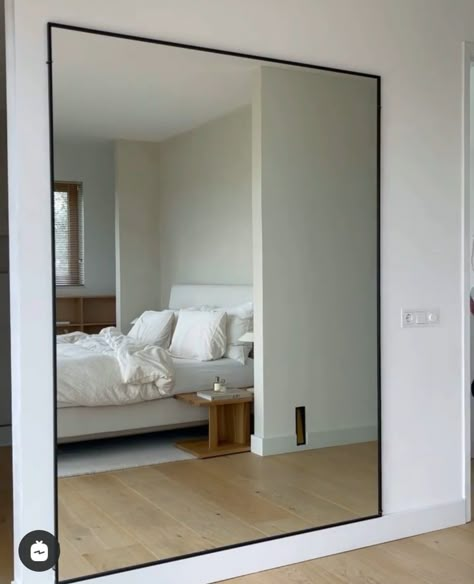 Mirror Sleeping Room, Big Room Mirror Bedrooms, Bedrooms With Big Mirrors, Big Wall Mirror In Bedroom, Bedroom With Big Mirror, Huge Mirror In Bedroom, Bedroom Mirror Ideas Wall, Big Mirror In Living Room, Bedroom Large Mirror