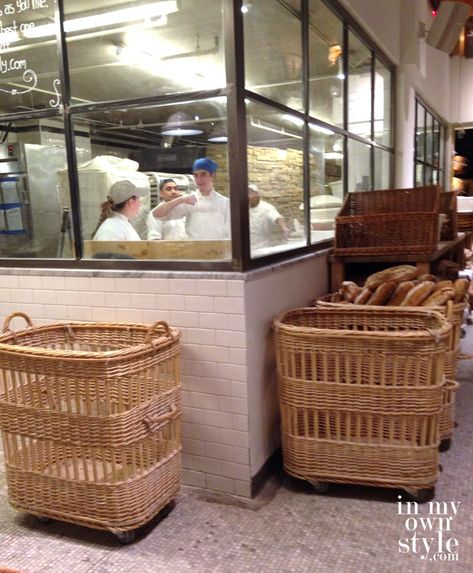 Big-bread bakers baskets-on-wheels-at-Eataly-in-BYC Diy Wicker Basket, Ingredient Storage, Laundry Basket On Wheels, Shelf Riser, Pot Lid Organizer, Rolling Storage Bins, Dream Homestead, Pasta Storage, Food Organizer