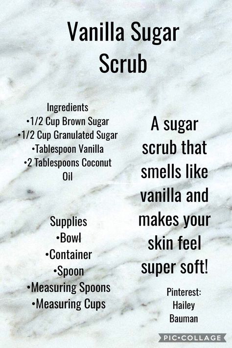 Sugar Body Scrub Diy, Vanilla Sugar Scrub, Body Scrub Homemade Recipes, Scrub Recipe Diy, Diy Body Scrub Recipes, Diy Sugar Scrub Recipe, Gross Things, Diy Body Butter, Body Scrub Recipe