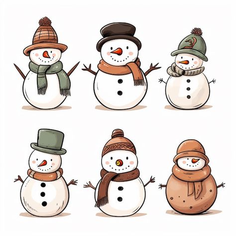 Vector christmas snowman | Premium Vector #Freepik #vector Christmas Picture Drawing, Christmas Drawing Snowman, Snow Men Drawing, Black And White Christmas Drawings, Winter Cartoon Drawing, Christmas Vector Free, Christmas Art Design, Snowman Illustration Cute, Christmas Illustration Drawing