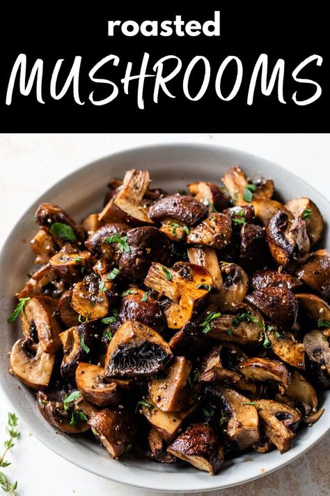 Mushrooms are made gourmet in this easy Roasted Mushrooms recipe. A simple blend of herbs, seasonings, and balsamic vinegar complements their earthy flavors and makes them a delicious side dish or topping to pair with dinner. Gourmet Mushroom Recipes, Gourmet Mushrooms, Cleaning Eating, Vegetarian Recipes For Beginners, Mushroom Side Dishes, Balsamic Mushrooms, Roasted Mushrooms, Delicious Gluten Free Recipes, Whole30 Recipes