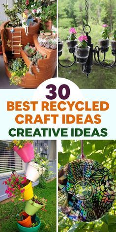 Discover new possibilities for your garden with creative recycled crafts! Reimagine ordinary items such as old tires, mason jars, and wine bottles as unique planters and decor. Elevate your outdoor space with whimsical upcycled wind chimes or vibrant bottle flower art. Embrace sustainability while infusing your garden with color and charm through our DIY projects. Transform your garden into a vibrant oasis that reflects your eco-friendly lifestyle. Let these innovative recycled craft ideas breat Things To Make For The Garden, Reuse Garden Ideas, Hanging Garden Ideas Diy Projects, Upcycled Outdoor Decor, Outdoor Upcycled Ideas, Diy Garden Craft Ideas, Upcycled Garden Art, Upcycled Gifts Ideas, Fun Garden Ideas Diy Projects