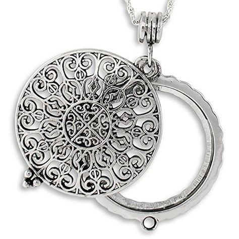 Amazon.com: Ornate Filigree 4x Magnifier Magnifying Glass Sliding Top Magnet Pendant Necklace, 30" (Gold Tone): Clothing Magnet Pendant, Glass Pendant Necklace, Magnifying Glass, Glass Pendants, Long Necklace, Silver Necklaces, Womens Jewelry Necklace, Shoes Jewelry, Antique Silver