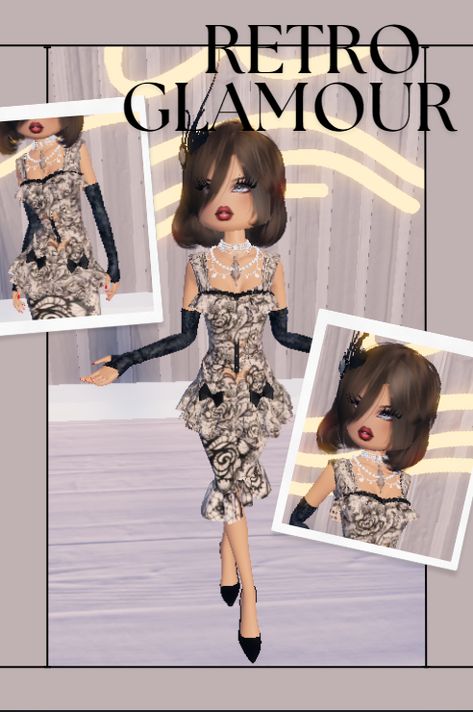 Dress to impress : Retro glamour ★ Retro Re Vival Dress To Impress, Dti Inspo Retro Glamour, Retro Glamour Dti Outfit, Dress To Impress Outfits Retro Style, Dti Theme Retro Glamour, Dress To Impress Theme Retro Glamour, Retro Rival Dress To Impress, Retro Glamour Dress To Impress Outfit, Retro Style Dti Outfits