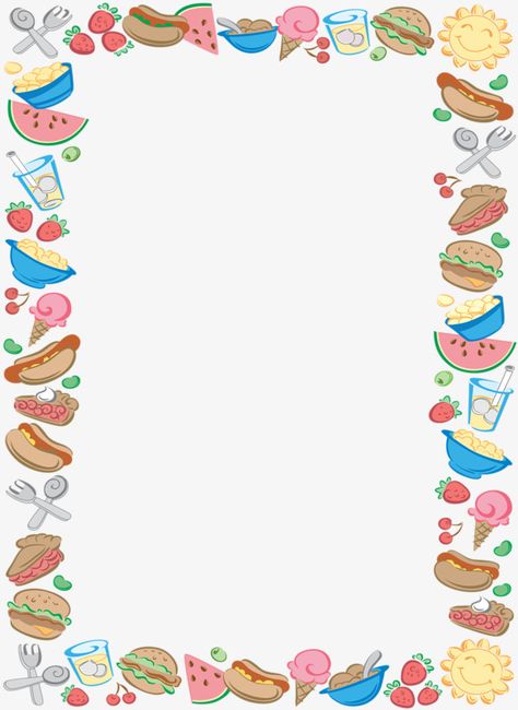 Food Border Designs For Projects, Food Borders And Frames, Food Border Design, Page Borders Design Handmade, Food Border, Food Frame, Clipart Borders, Hand Lettering Worksheet, Rangoli Designs Photos