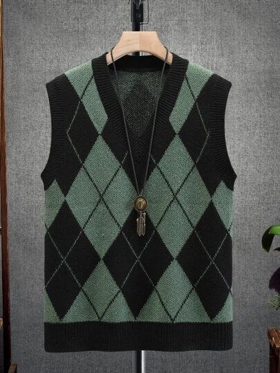 Sweater Vest Outfit Mens, Pattern Sweater Vest, Vest Outfits Men, Men Knitwear, Guys Fashion Casual, Cute Sweater Outfits, Sweater Vest Mens, Preppy Men, Winter Fashion Outfits Casual