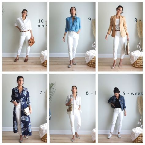 Alyssa Beltempo White Jeans 20 Different Ways White Jeans Midsize, Jeans Midsize, Euro Chic, White Pants Outfit, Spring Work, White Jeans Outfit, Spring Work Outfits, Fashion Curvy, Uniform Fashion