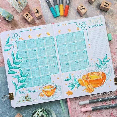 ✨ January calendar ✨ My theme for this month is tea. I know, I just did a coffee theme not so long ago, and usually people are either… | Instagram January Bujo Theme, Dairy Idea, January Bujo, 2025 Diary, Shades Of Sky, Boulet Journal, Journals Ideas, Bullet Journal Work, Calendar Themes