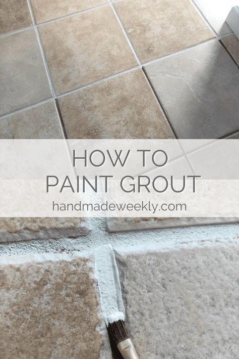 Painted Grout Fireplace, Painted Bathroom Floor Ideas, Grout Pens For Tile, Painting Tiles In A Bathroom, Tiled Living Room, Regrouting Tile, Paint Grout, Can You Paint Tile, Painting Ceramic Tile Floor