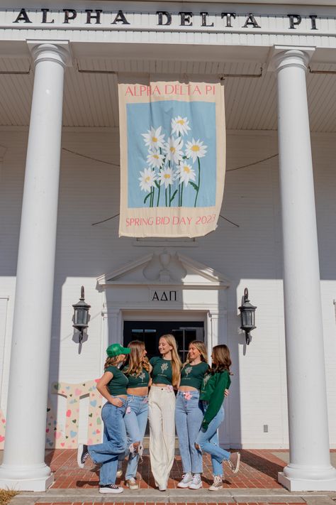 Where The Grass Is Greener Bid Day, 2023 Bid Day Themes, Grass Is Greener Bid Day, Moms Day Sorority Banner, Floral Bid Day Theme, Spring Recruitment Ideas, Flower Sorority Banner, Floral Sorority Banner, In Full Bloom Bid Day