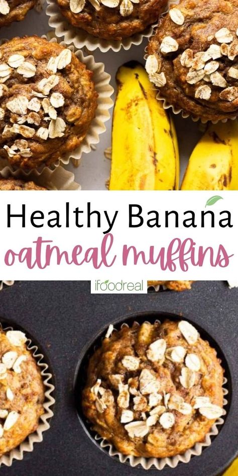 Healthy Banana Oatmeal Muffins, Greek Yogurt Banana Muffins, Oat Muffins Healthy, Banana Yogurt Muffins, Banana Oat Muffins Healthy, Banana Oatmeal Muffins Healthy, Greek Yogurt Oatmeal, Healthy Banana Oatmeal, Oatmeal Muffins Healthy