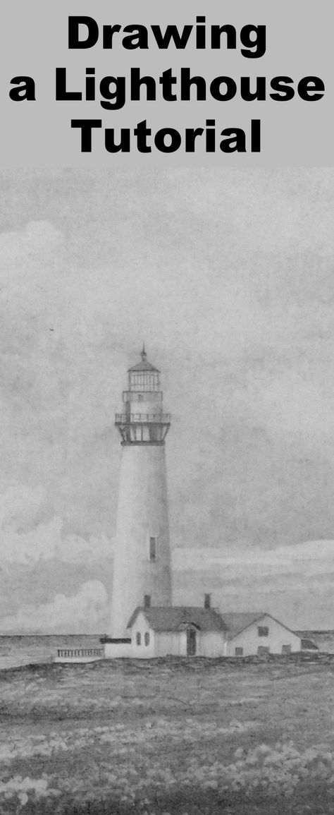 Learn to draw a lighthouse with this pencil drawing lesson Draw A Lighthouse, Charcoal Ideas, Picture Crafts, Lighthouse Drawing, Drawing Hacks, Pencils Drawings, Watercolor Sketching, Drawings Tutorials, Drawing Doodles