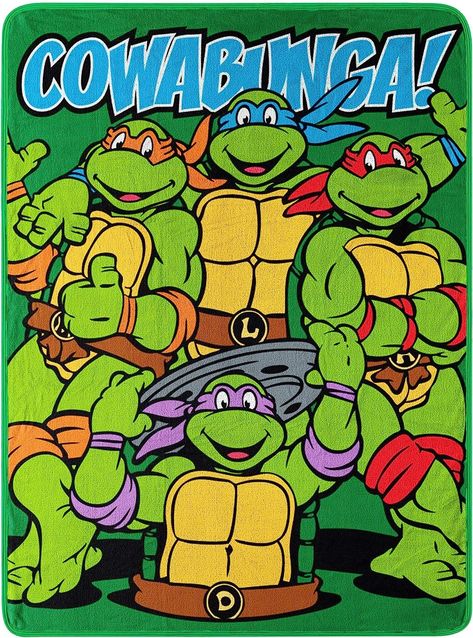 Amazon.com: Northwest Nickelodeon Fleece Throw Blanket Teenage Mutant Ninja Turtles, Cowabunga Dudes, 46" x 60" : Home & Kitchen Cowabunga Dude, Teenage Turtles, Ninja Turtles Movie, Graphic Onesies, The Riddler, Casey Jones, Turtle Design, Fleece Throw Blanket, Fleece Throw