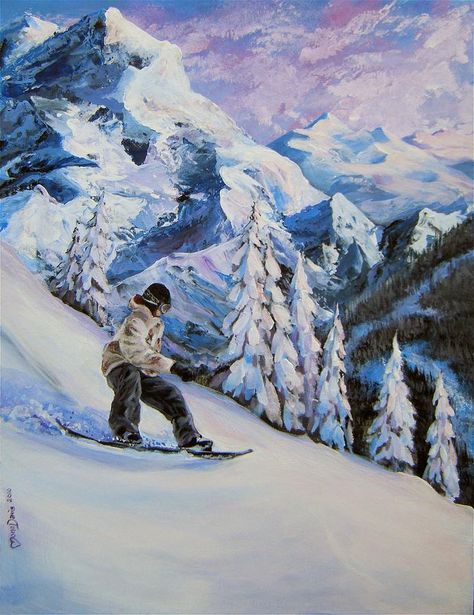 Ski Watercolor, Snowboard Drawing, Snowboard Illustration, Ski Painting, Skiing Art, Snowboard Art, Hipster Drawings, Ski Art, Painting Snow