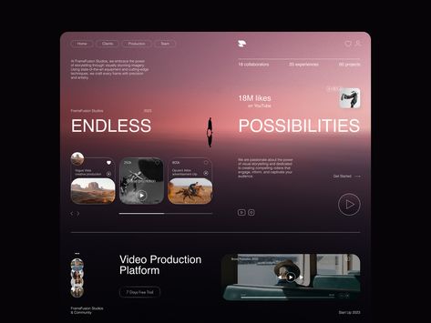 Video Production Agency Website by Awsmd on Dribbble Unique Website Design, Agency Website Design, Modern Website Design, Movie Website, Shopify Website Design, Homepage Design, Agency Website, Website Illustration, Website Design Layout