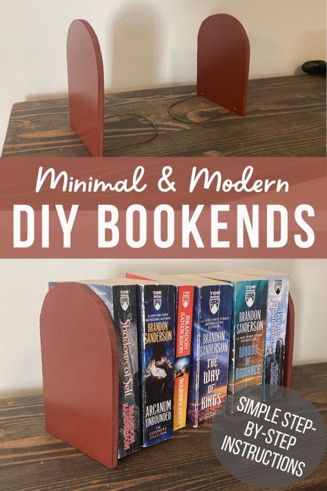 Easy DIY Bookends for a Personalized Touch to Your Home Decor Bookends Diy Make Your Own, Diy Heavy Bookends, Diy Bookend Ideas, Homemade Book Ends, Diy Wooden Bookends, Diy Bookends Dollar Stores, Diy Bookish Decor, Diy Bookends Easy, Book End Ideas