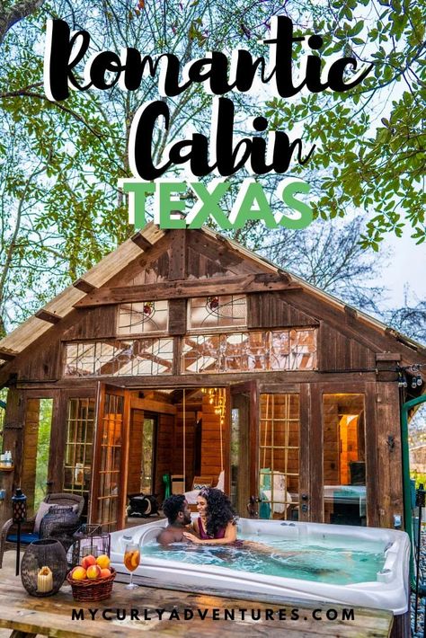 There’s nothing quite as perfect as a romantic getaway in a secluded cabin surrounded by nature and your own private hot tub! Located close to all the fun of Beaumont Texas, is a quiet retreat in Lumberton. This Airbnb glamping spot offers all you need for a trip for the memories! And you can even book the area for your wedding or honeymoon! Texas Honeymoon Destinations, Secluded Cabin Romantic Getaways, Romantic Hot Tub Ideas, Texas Weekend Getaways Romantic, Glamping In Texas, Romantic Cabin Getaway Ideas, Romantic Getaways In Texas, Romantic Airbnb United States, Texas Honeymoon