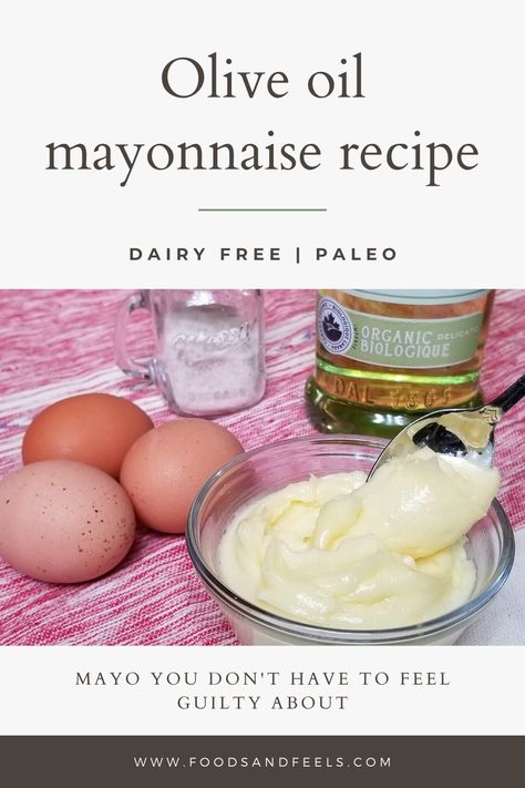 Generally, store-bought mayonnaise is made with canola oil or soybean oil or a combination of both. But the paleo diet strongly advocates for eating olive oil instead of vegetable oils. So, to feel less guilty about my mayo intake – and to avoid crappy inflammatory oils – I’ve been making my own olive oil mayonnaise recipe with light tasting olive oil. And I use extra egg yolks to give it a rich and tasty feel. #dairyfree #paleo #oliveoilbenefits #healthyrecipe #recipe #mayonnaise Homemade Mayonnaise Olive Oil, Mayonnaise Recipe Olive Oil, Olive Oil Mayonnaise Recipe, Aip Condiments, Inflammatory Oils, Homemade Olive Oil, Homemade Sweet Potato Fries, Olive Oil Mayo, Olive Oil Mayonnaise