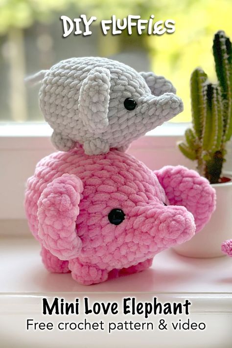 Crochet Elephant Pattern Free, Toys Quotes, Elephant Crochet Pattern, Elephant Amigurumi, Crochet Elephant Pattern, Mini Love, Quick Crochet Patterns, Easy Crochet Projects, Crochet Animals Free Patterns