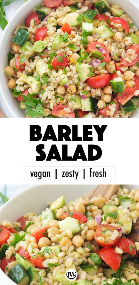 Barley Recipe Healthy, Lemon Dressing Recipe, Barley Salad Recipes, Barley Recipe, Barley Salad, Salad With Lemon, Lemon Flavor, Summer Lunch, Mediterranean Diet Recipes