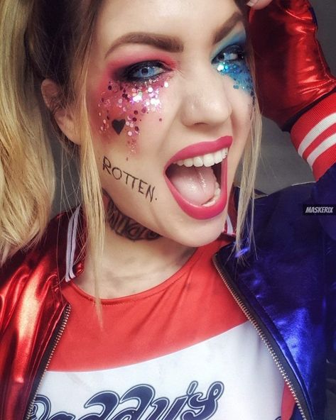 Harley Quinn Diy Costume, Maquillaje Harley Quinn, Quin Harley, Harley Quinn Make-up, Maquillage Harley Quinn, Harley Quinn Diy, Harley Quinn Costume Diy, Harley Quinn Kostüm, Harley Quinn Disfraz