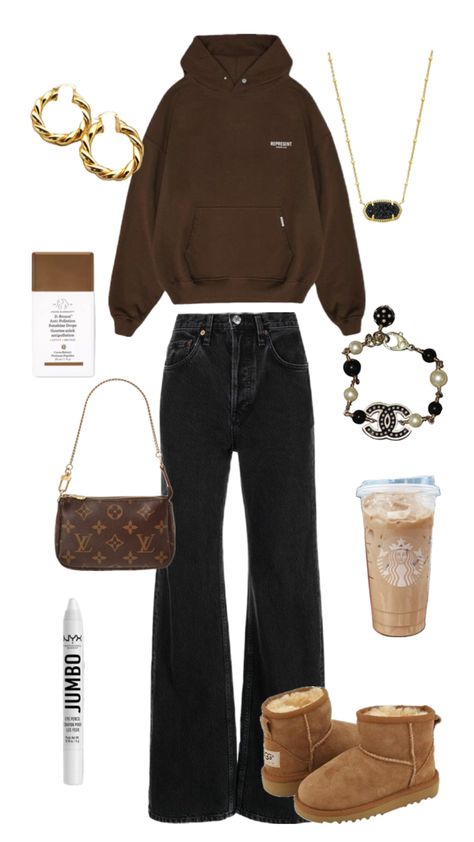 outfit inspo • outfit inspiration • aesthetic • brown outfit • uggs Brown Uggs Outfit, Uggs Outfit Winter, Brown Uggs, Airport Fits, Aesthetic Brown, Uggs Outfit, Inspiration Aesthetic, Brown Outfit, Inspo Outfit