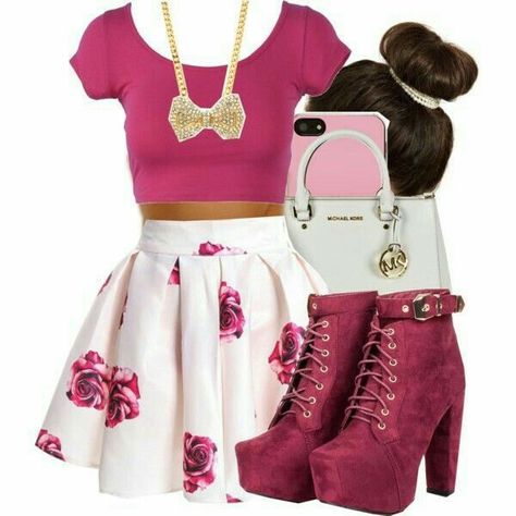 Outfit Ideas Skirts, Pink Outfits Polyvore, Stylish Summer Outfits, Outfits Polyvore, Cool Summer Outfits, Shugo Chara, Young Justice, 7th Grade, Pink Outfits