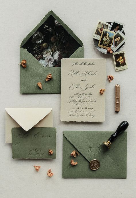 Winter Invitations, Wedding Invitation Ideas, Winter Wedding Invitations, Vintage Invitations, Wedding Winter, Invitation Ideas, Brown And Green, Martha Stewart Weddings, Vintage Wedding Invitations