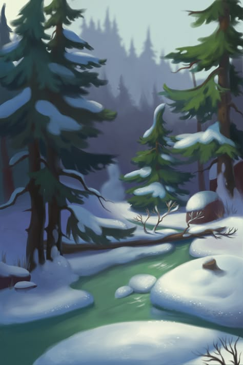 Winter sketch on Behance Winter Sketch, Forest Games, Fantasy Town, Illustration Art Kids, Casual Art, Game Illustration, Illustration Painting, Landscape Drawings, Painting Digital