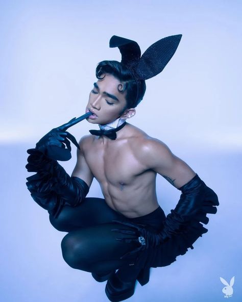 Bretman Rock Makes History As The First Openly Gay Man on 'Playboy' Cover – PRINT Magazine Gay Halloween Costumes, Playboy Bunny Costume, Bretman Rock, Bunny Halloween Costume, Bunny Man, Model Pose, Queer Fashion, Human Poses Reference, Fantasias Halloween