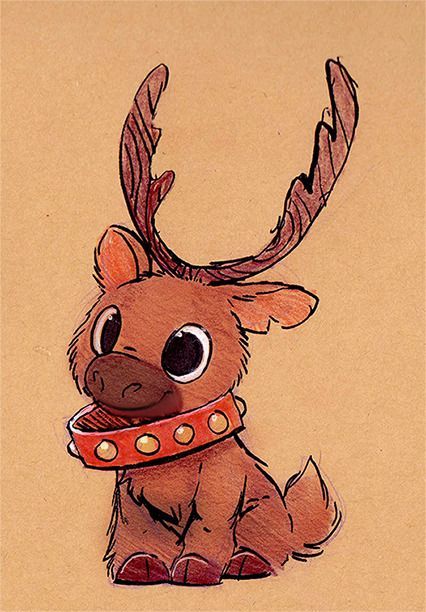 This is so cute and I think you had a good chrisme Reindeer Drawing, Christmas Drawings, Cute Christmas Wallpaper, Wallpaper Tumblr, Daily Painting, Christmas Drawing, Dessin Adorable, Painted Books, Christmas Paintings