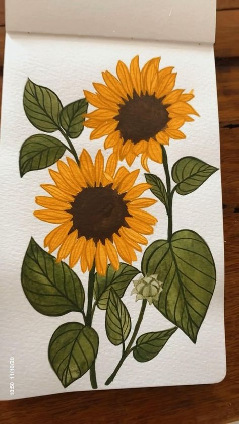 Sunflower Drawing, Kartu Valentine, Arte Van Gogh, Flower Art Drawing, Simple Canvas Paintings, Soyut Sanat Tabloları, Abstract Art Painting Diy, Art Painting Gallery, Painting Art Lesson