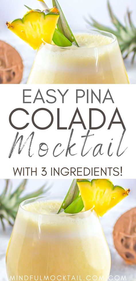 Summer Mocktail Recipes, Pina Colada Mocktail, Easy Mocktail Recipes, Virgin Drinks, Mocktail Drinks, Pina Colada Recipe, Alcohol Free Drinks, Drink Recipes Nonalcoholic, Summer Drink Recipes