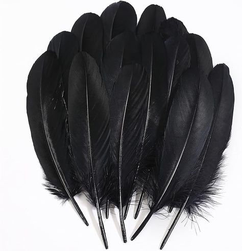 Amazon.com: Ballinger Black Craft Feathers Bulk - 120Pcs 6-8 Inch Real Goose Feathers for DIY Halloween Decorations, Jewelry,Cosplay and Clothing Accessories : Arts, Crafts & Sewing Feather Garland, Craft Feathers, Black Craft, Fairy Crafts, Feather Crafts, Goose Feathers, Natural High, Black Feathers, Diy Wedding Decorations