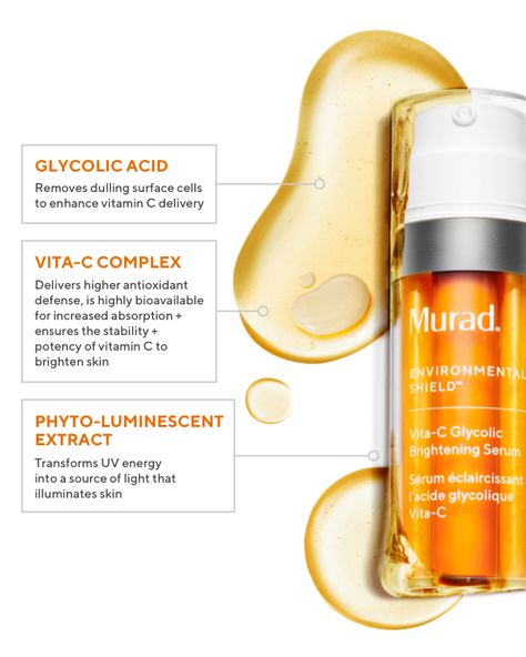 Improve hyperpigmentation & uneven tone with our skin brightening serum. Glycolic acid and vitamin C deliver brighter, healthier-looking skin. Try it now! Glycolic Acid Serum, Benefits Of Vitamin C, Murad Skincare, All Vitamins, Skin Serum, Brightening Serum, Smoother Skin, Daily Moisturizer, Glycolic Acid