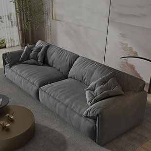 Cozy Gray Couch Living Room, Oversized Sofa Living Room, Loft Sofa Ideas, Cozy Sofa Deep Couch, Gray Leather Sofas, Masculine Interior Design Living Room, Taupe Couch Living Room, Deep Couch Sectional, Casa Rock