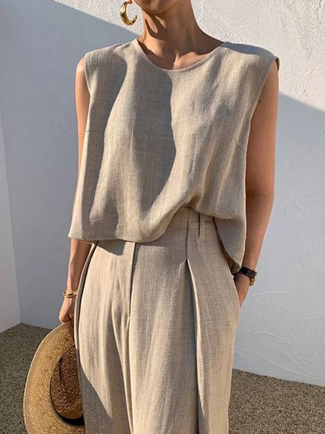 Loose Sleeveless Top, Knit Lace Dress, Wide Leg Pant Suit, Office Outfits Women, High Waist Wide Leg Pants, Oversize Women, Pantalon Large, Sleeveless Vest, Workout Tank Tops